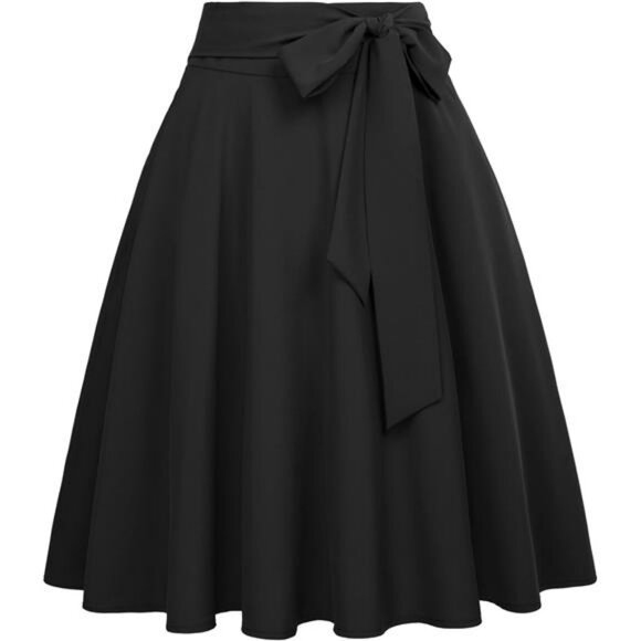 Women's High Waist A-Line Skirt Black - Picture 1 of 6
